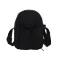 Black nylon small crossbody bag for women, cute bowknot casual shoulder phone bag lightweight. - One Size / Black