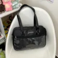 Black JK Uniform Ita Bag Transparent PU Shoulder Crossbody Bag Anime Girl School Purse - Bag + Insert Board / Black