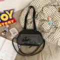 Black clear window pain bag shoulder crossbody bag cute ita bag casual daily tote bag - PU Leather Style / Black