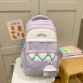 Mochila escolar bonita de gran capacidad para niñas bolso morado elegante diario - Talla única / Púrpura