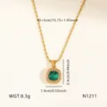 Titanium stalen groene kristal hanger ketting voor vrouwen, stijlvolle gouden ketting. - Groene Vierkante Strass Kralenketting Stijl (N1211)
