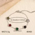 Roestvrijstalen ster bedelarmband met kleurrijke zirkonia stenen voor dames chique mode sieraden - Ster Meerkleurige Strass Armband (B0460)