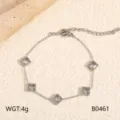 Silbernes Edelstahl Armband mit quadratischen Zirkonia Steinen fuer Damen Schmuck - Weißer Quadratischer Bohrer (B0461)