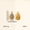 Colgante de lágrima de acero inoxidable con pedrería, diseño elegante para manualidades de joyería. - Colgante de Gota de Agua Calado con Diamantes (Z0017)