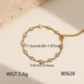 Roestvrijstalen armband voor dames, 18k vergulde luxe sieraden, elegante edelstenen ketting - Meerblauwe Ruit Strass Ketting (#B0628)