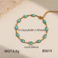Elegant gouden roestvrijstalen armbandje met turquoise druppelvormige stenen en verlengketting - Blauwe Waterdruppel Strass Ketting (#B0619)