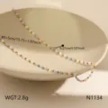 Exquisite 18k gold plated beaded collarbone necklace with colorful cubic beads for women - Cube Colorful Bead Chain (N1134)