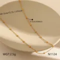 Collier de chaîne en perles de satellite en acier inoxydable doré de 40+5cm de long. - Chaîne Perles et Croix(N1124)