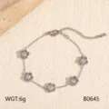 Stainless steel star charm bracelet for women, trendy zircon crystal dainty jewelry piece. - Star White Rhinestone Bracelet (B0645)