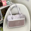 Japanese JK uniform ita bag pearlescent shoulder crossbody bag school style daily cute pink - Bag + Insert Board / Light Purple