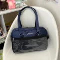 Japanese JK uniform ita bag dark blue single shoulder crossbody transparent window bag - Bag + Insert Board / Dark Blue