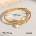 Roestvrijstalen armband met klaverblad, 18k verguld luxe damesjuweel voor elegante dagelijkse outfits. - Witte Klaver Stijl (#B0604)