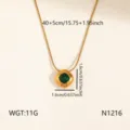 Elegant titanium steel green crystal pendant necklace with adjustable chain for women. - Green Square Plain Edge Snake Bone Chain Style (N1216)