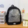 Zaino itabag trasparente nero con inserto a quadri per uso scolastico e esposizione di spille. - Borsa Singola / Nero
