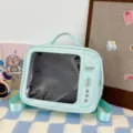 Mint green TV shape transparent ita bag variant, cute JK anime cosplay crossbody backpack. - Mint Green