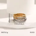 Multi-layer stainless steel rhinestone ring fashion stackable minimalist jewelry for women - 6 / Four-Ring Stackable Style (R1010) / Color Block