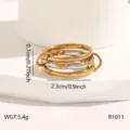 Detailed view of the multi-layer interlocking stainless steel ring, highlighting unique metal finish. - 6 / Heart Linked Style (R1011) / Color Block