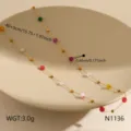 Europe US style stainless steel colorful beaded necklace titanium steel jewelry item - Candy Round Bead Chain (N1136)