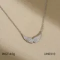 Edelstahl Engelsflügel Halskette ästhetische Schlüsselbeinkette Schmuck Detailansicht - Flügel Stil (JJN0310) / Stahlfarben