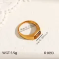 Roestvrijstalen ring met bruine steen, minimalistisch luxe ontwerp, retro mode sieraden voor vrouwen. - Maat 6 / Rechthoek Tijgeroog Stijl (R1093) / Goud