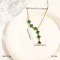 Roestvrij staal groen klaver ketting goud ketting vrouwen mode sieraden elegante sleutelbeinketting - Groene Steen Klaver Stijl (N1164) / Goud (Groene Strass)