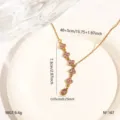 Rozenkrans kristal klaverblad ketting van roestvrij staal detailweergave sieraden - Roze Steen Klaver Stijl (N1167) / Goud Roze Zirkonia