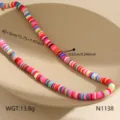Colorful polymer clay heishi bead necklace short choker casual bright jewelry accessories - Rainbow Polymer Clay Chain (N1138)