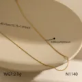 Close-up detail of the delicate gold stainless steel chain necklace showing dimensions and weight. - Hammered Round Chain Gold (N1140)