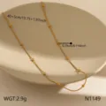 Minimalist stainless steel beaded gold necklace elegant clavicle chain for women daily wear - Gold Round Snake Bead Chain (N1149) / Gold