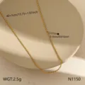 Minimalist gold beaded collar chain necklace, elegant stainless steel jewelry for women. - Gold Rice Bead Chain (N1150) / Gold
