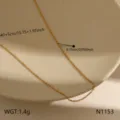 Delicate stainless steel necklace detail view, minimalist gold chain with precise measurements. - Cross Chain (N1153) / Gold