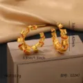 Gouden geometrische spiraalvormige creolen oorbellen titanium staal elegante sieraden - Spiraal Geweven Stijl (BJGE2247)
