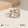 Stainless steel open star moon ring, chic hollow design fashion jewelry for women daily wear - Two-Tone Embellished (R1058)