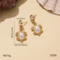 Gold stainless steel turtle pearl earrings, stylish ocean vacation jewelry for women daily wear. - Artificial Pearl Turtle (E2036)