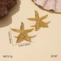 Gold stainless steel starfish earrings, perfect for summer beach vacation and chic fashion. - Striped Starfish (E2167)