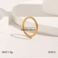 Gold titanium steel rhinestone ring minimalist dainty stackable band for women daily wear - 6 / Half Pave Gold Style (R1013) / Gold