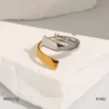 Stainless steel open ring with chic two-tone design, minimalist daily jewelry accessory. - Contrast Color Splicing (R1052)