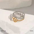 Stainless steel multi-layer open ring detail showcasing unique clover design and size. - Clover Pendant (R1053)