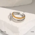 Stainless steel open ring two-tone minimalist fashion finger jewelry for women daily wear. - Two-Tone Spliced (R1054)