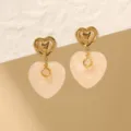 Gouden hars hart oorbellen roestvrij staal Franse stijl elegante en chique damessieraden - Champagne Hart