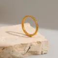 Minimalist gold stainless steel ring with crystal pave for women fashion jewelry accessory - Size 7 / Half Band Style (R1013) / Gold