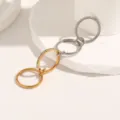 Interlocking stainless steel rings multi-layer stacked pave crystal gold silver finger jewelry - R1010-#7 Linked 4-Finger Ring 7