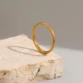Minimalist gold stainless steel plain ring, elegant polished metal band for women SKU - Size 7 / Plain Band Style (R1019) / Gold