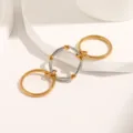 Interlocking multi-layer stainless steel ring set with gold accents for women jewelry. - R1011-#7 Center Heart Silver Size 7