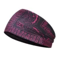Stylish paisley printed stretch sports headband for fitness, yoga, running, and daily wear. - Milk Silk (Length 55-60CM) / Black Base + Rose Red