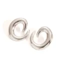 Silver metallic swirl ear cuffs, modern minimalist geometric design jewelry for women. - Silver Streamlined Geometric Earrings (E0633)