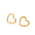 Gold heart stud earrings minimalist geometric stainless steel jewelry stylish accessory - Heart Stud Earrings (E0634)
