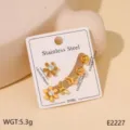 Edelstahl Ohrringe Set mit elegantem Blumen- und Schmetterlingsdesign für Damen modisch. - Blumen Schmetterling Kombination (2227) / Gold