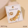 Edelstahl Ohrringe Set mit Schmetterling und Sonne Zirkonia Design für Damen Schmuck. - Strass Schmetterling Sonne Kombination (2228) / Gold