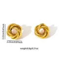 Gouden gedraaide knoop oorknopjes, elegante geometrische metalen oorbellen voor vrouwen - 3D Geknoopte Niche Stijl Oorbellen (BJGE0722)